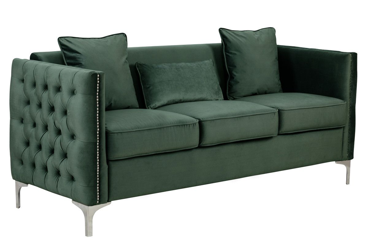 Devan Tufted Green Velvet Sofa
