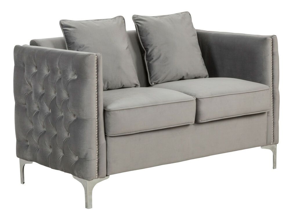 Devan Grey Velvet Modern Loveseat