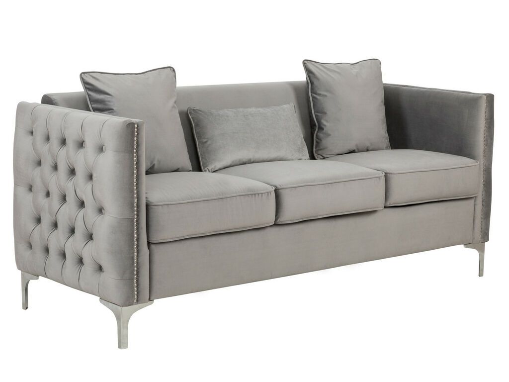 Devan Grey Velvet Modern Sofa