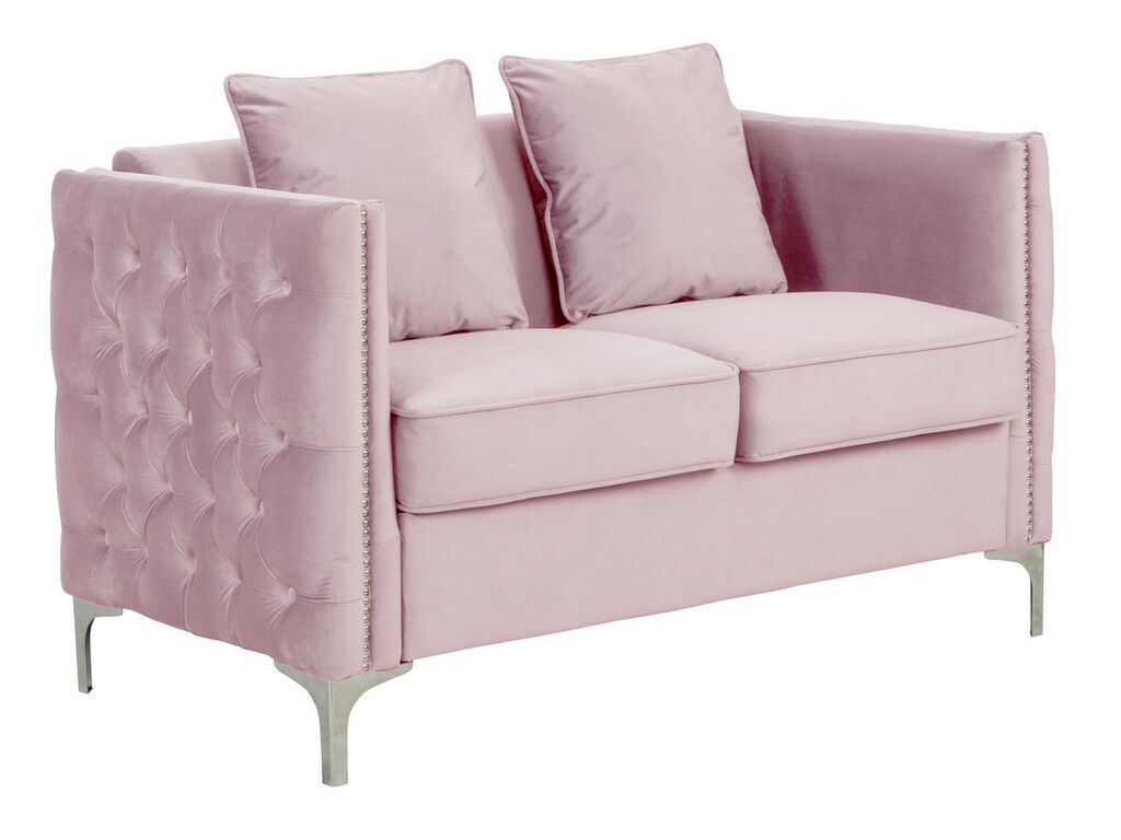 Devan Blush Pink Velvet Loveseat