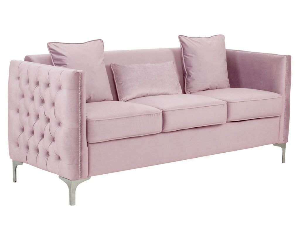 Devan Blush Pink Velvet Sofa