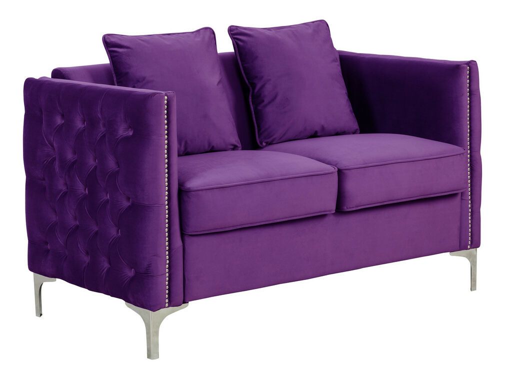 Devan Tufted Purple Velvet Loveseat