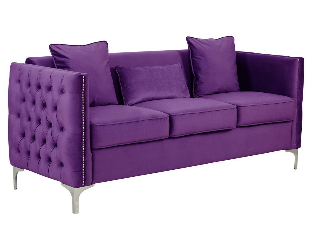Devan Tufted Purple Velvet Sofa