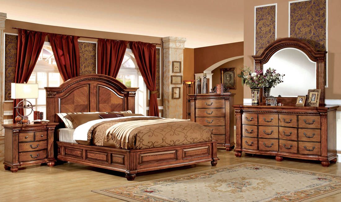 Diego Tobacco Oak Finish Bed Collection