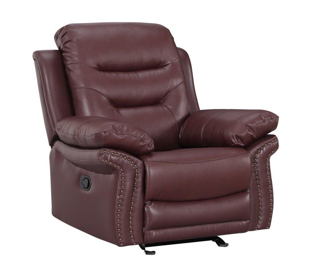 Disson Burgundy Leather Recliner Chair