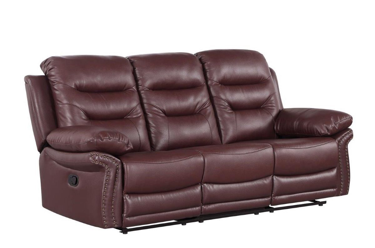 Disson Burgundy Leather Recliner Sofa