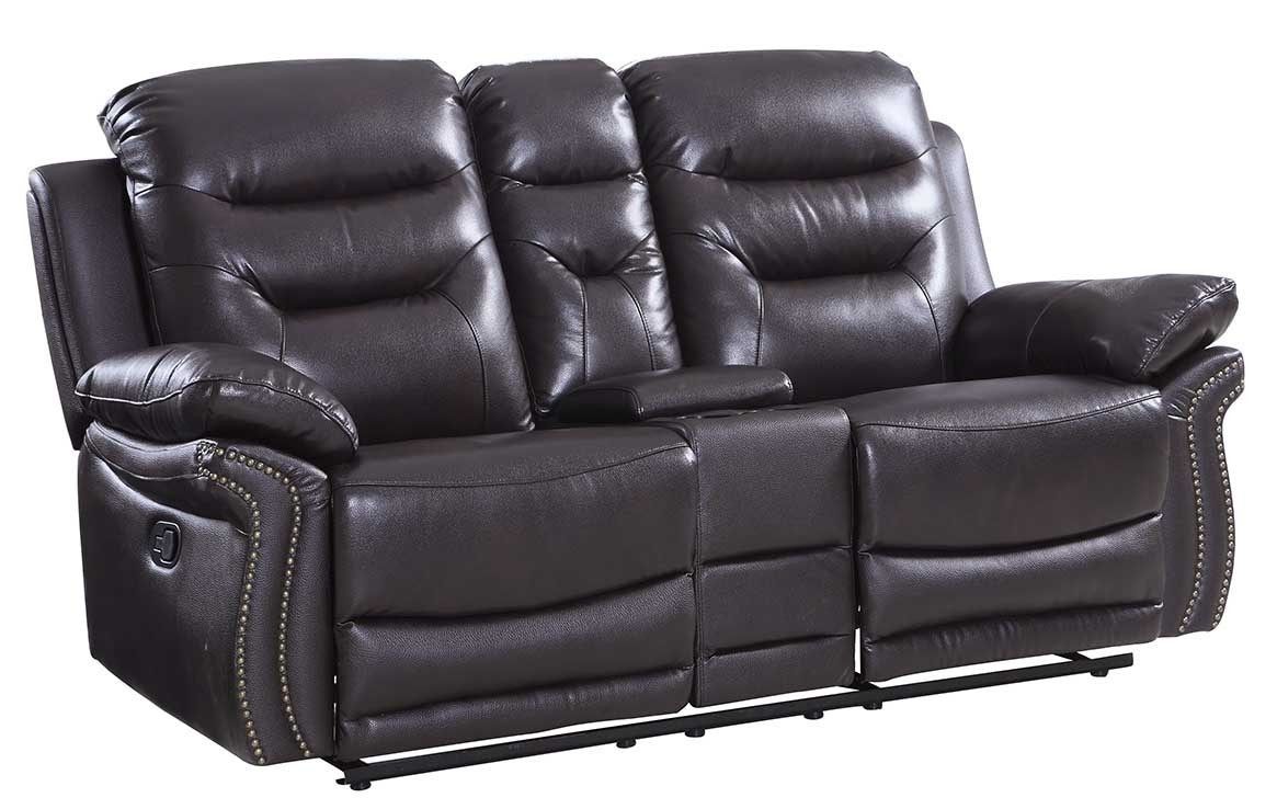 Disson Espresso Leather Recliner Loveseat