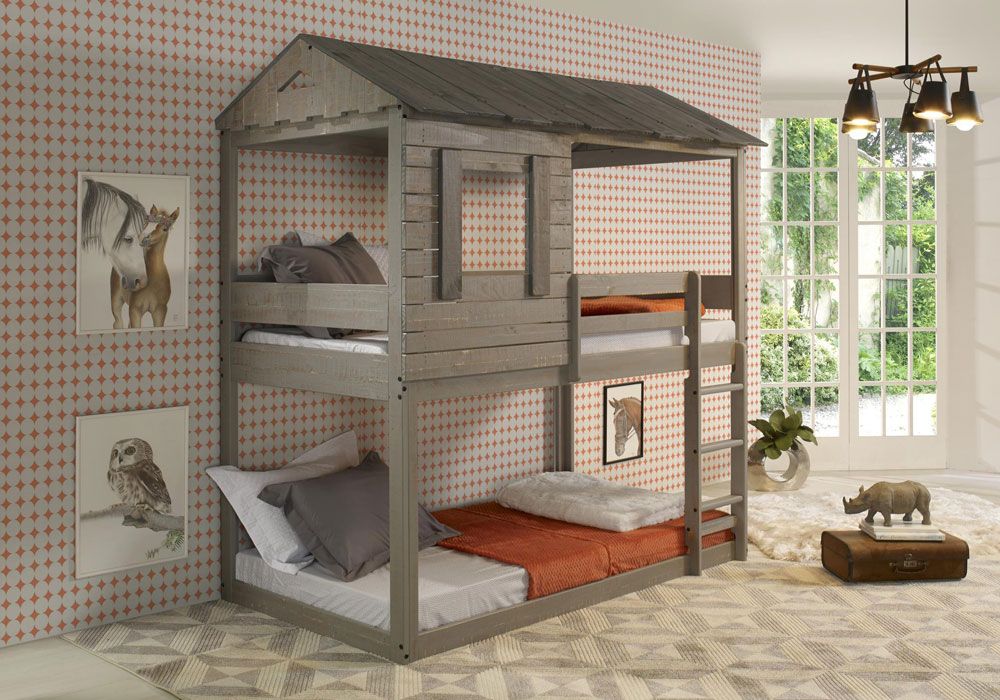 Farmhouse Rustic Grey Bunkbed