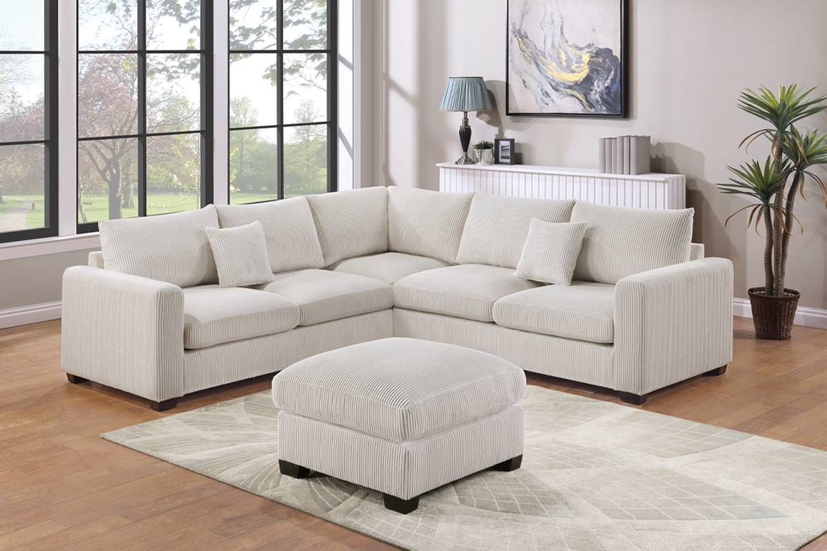 Donovan Ivory Corduroy Sectional Set