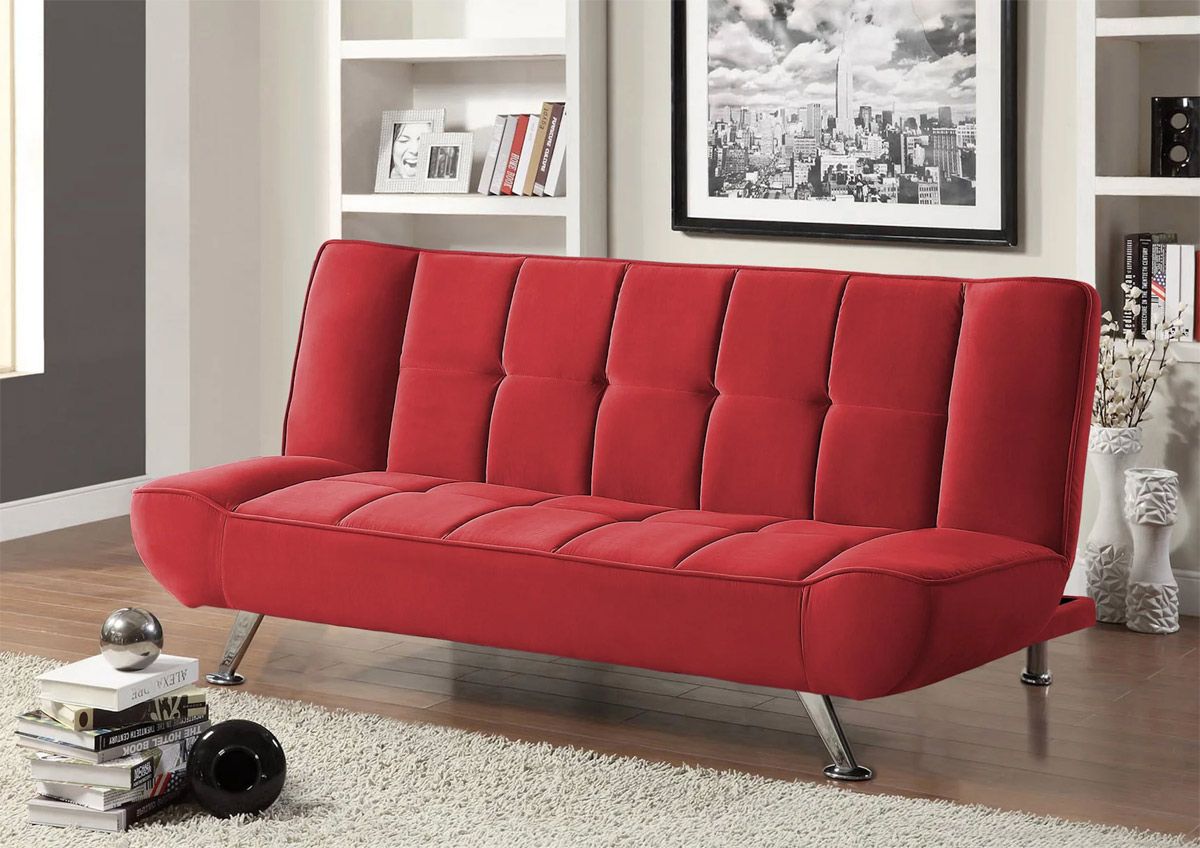 Drake Red Velvet Futon