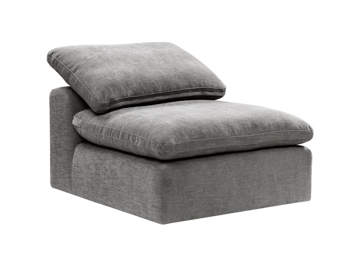 Dreamer Grey Linen Modular Sectional Armless Chair