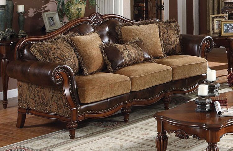 Dreena Chenille Fabric Victorian Sofa 