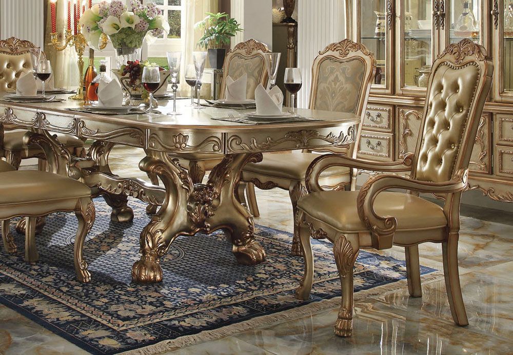 Dresden Gold Formal Table and Arm Chair,Dresden Gold China Cabinet,Dresden Gold Formal Dining Table Set