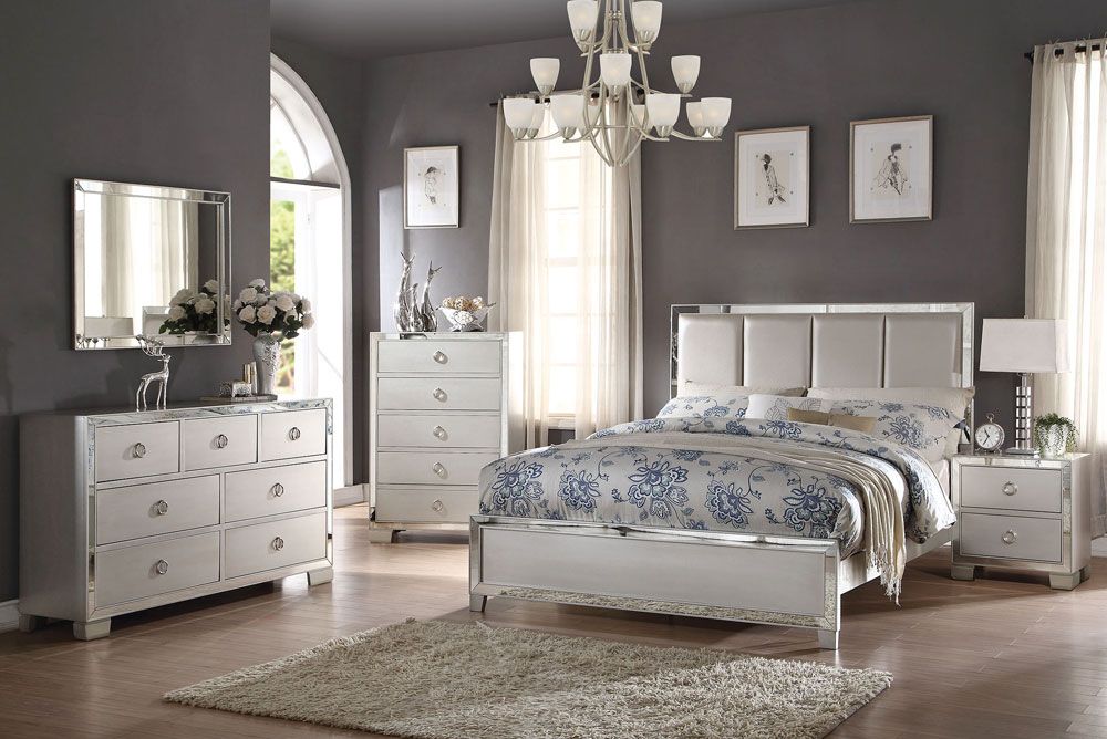 Dria Platinum Finish Bedroom Furniture