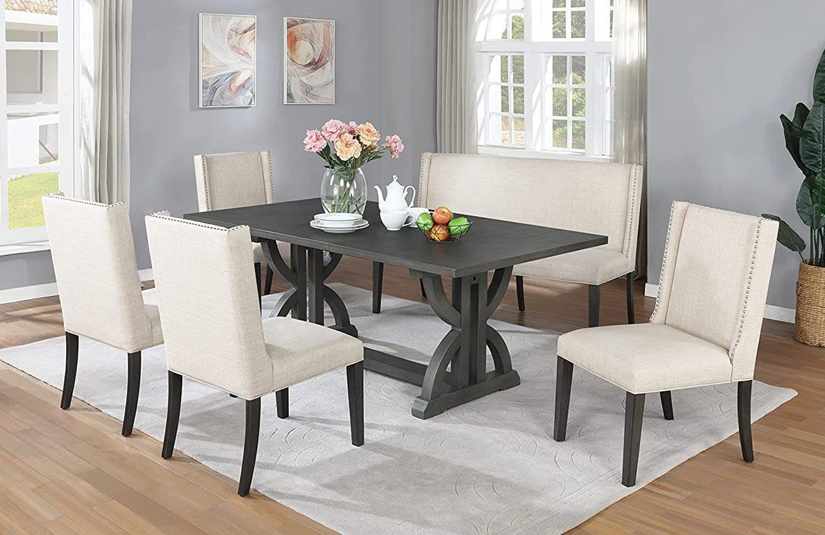 Duran Transitional Style Dining Table Set