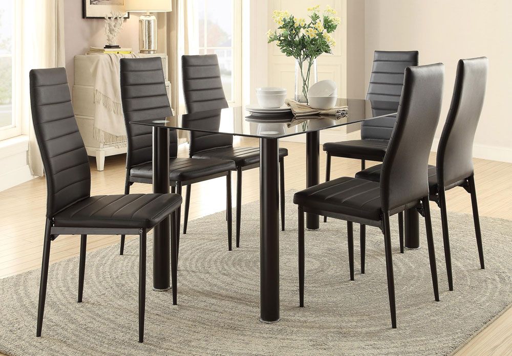 Durham Black Finish Dining Table Set