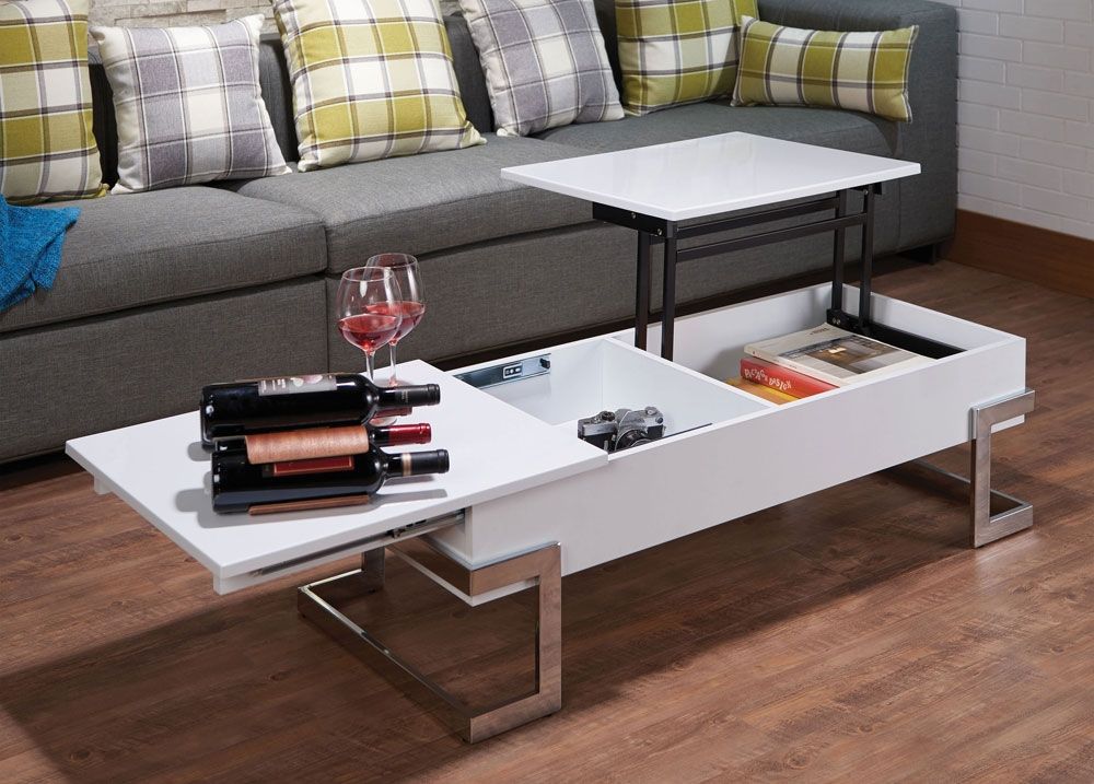 Easmor White Lift Top Coffee Table,Easmor White Lacquer Coffee Table