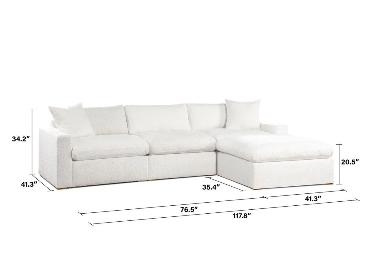 Eden Modular Sectional Ivory Boucle Dimensions