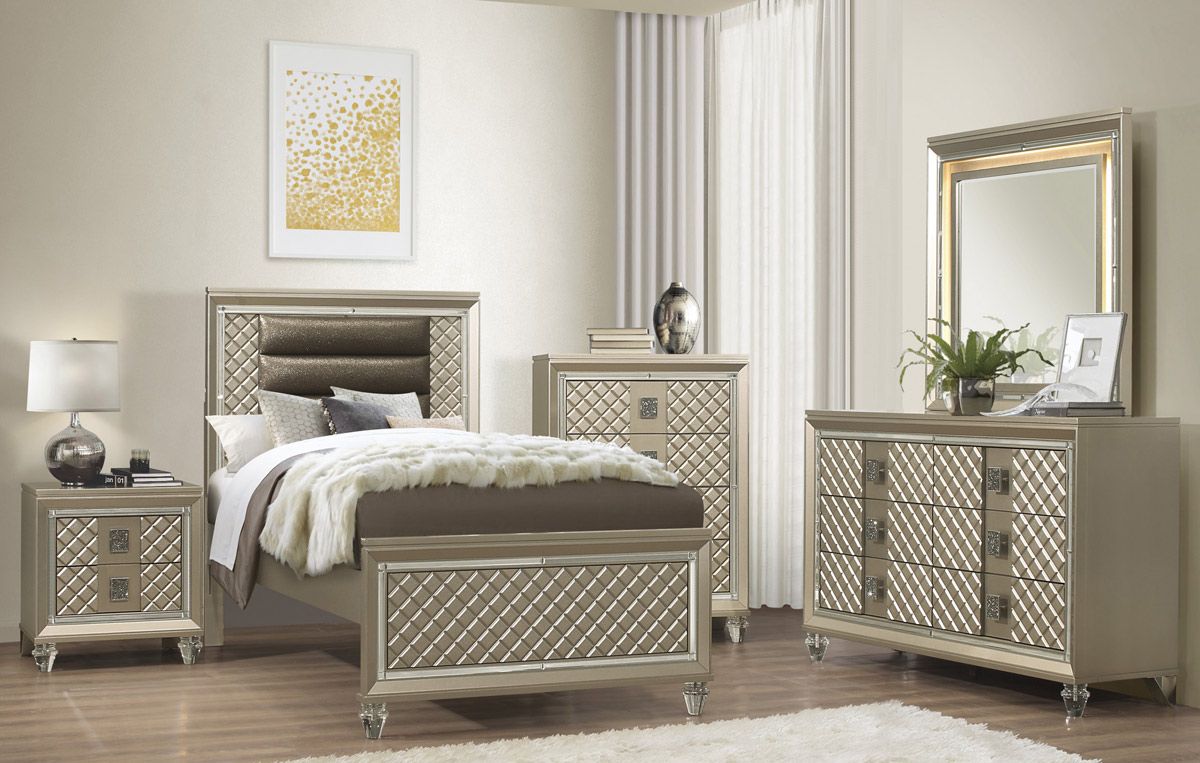 Edward Champagne Finish Bedroom Set