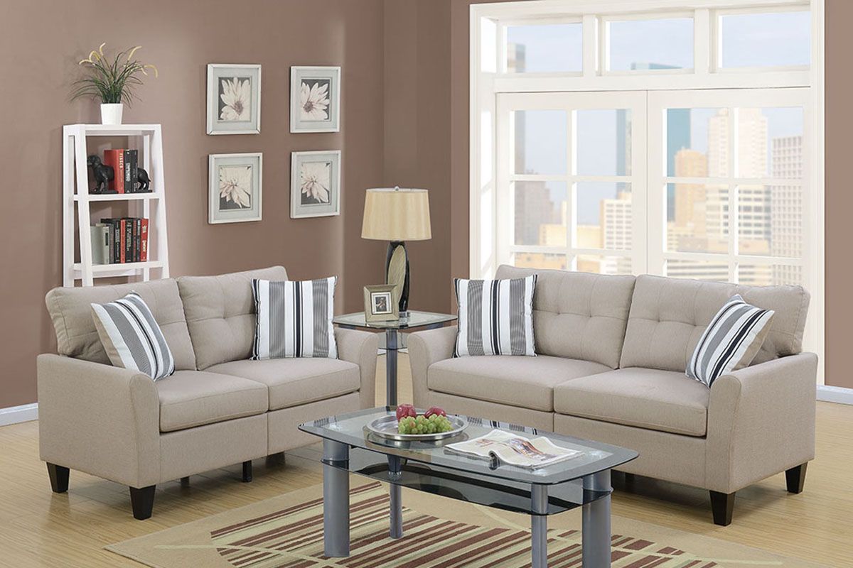 Egerton Beige Linen 2-Piece Sofa Set