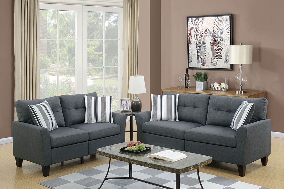 Egerton Grey Linen 2-Piece Sofa Set