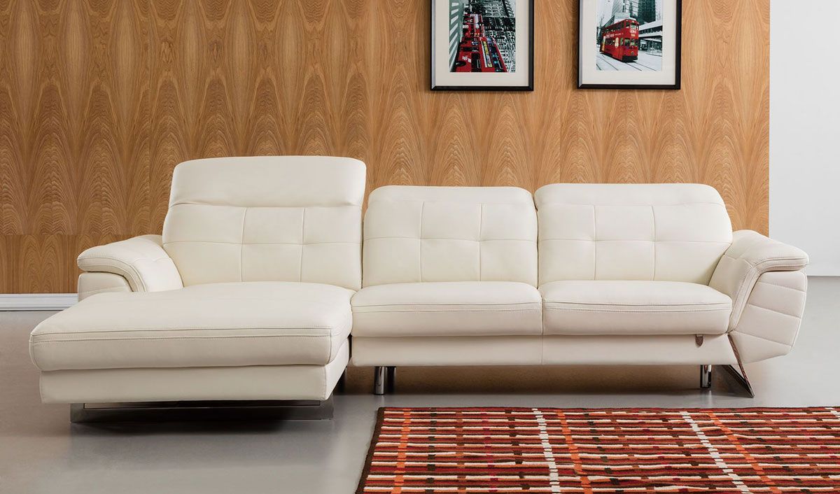 EK-085 White Leather Modern Sectional