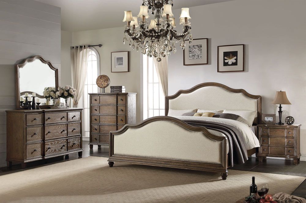Elberte Rustic Oak Finish Bed Collection