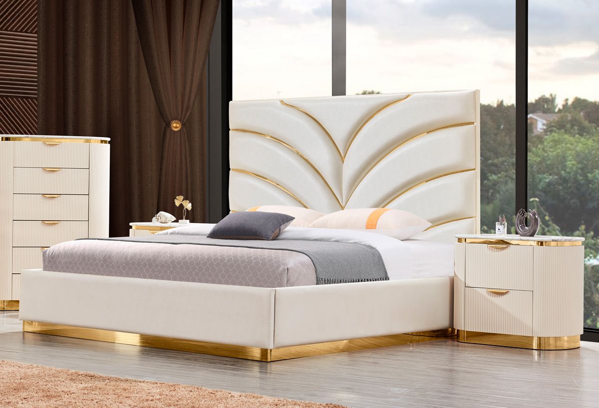 Eldora Modern Bed With Gold Accents