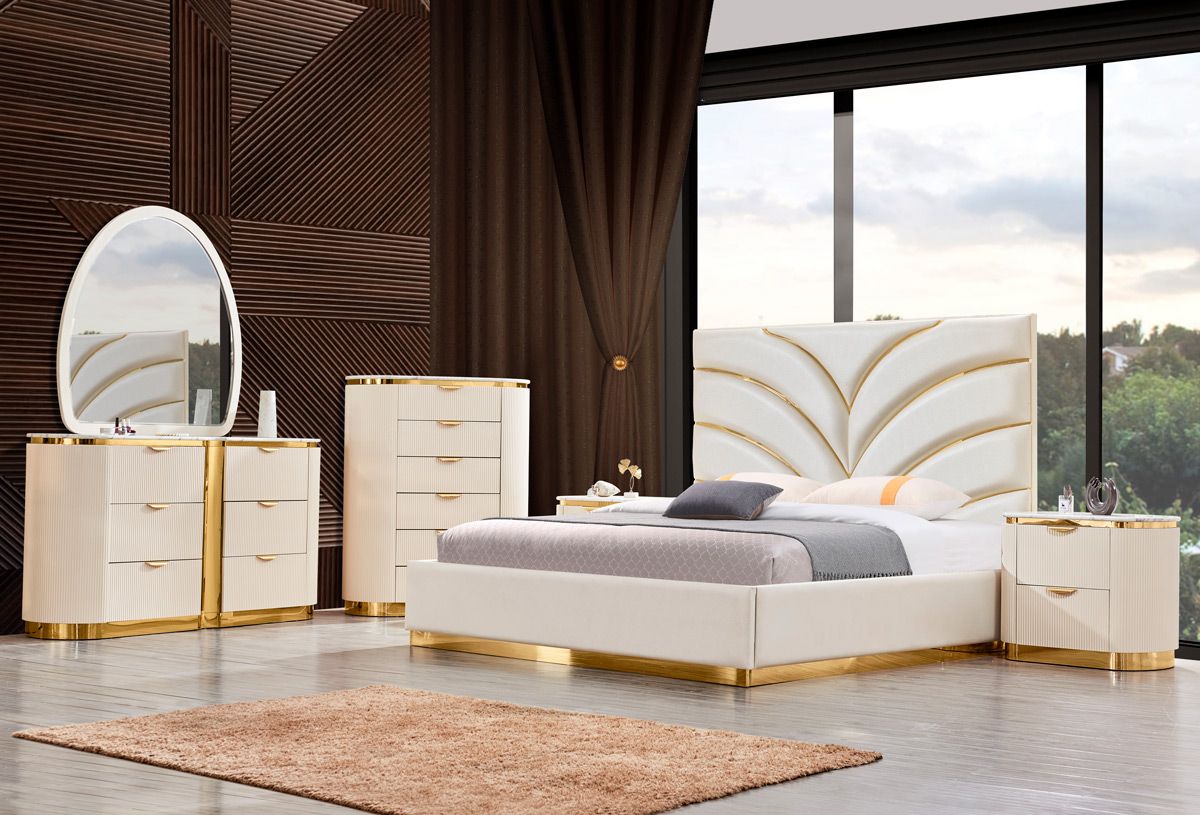 Eldora Modern Bedroom Set With Gold Accents