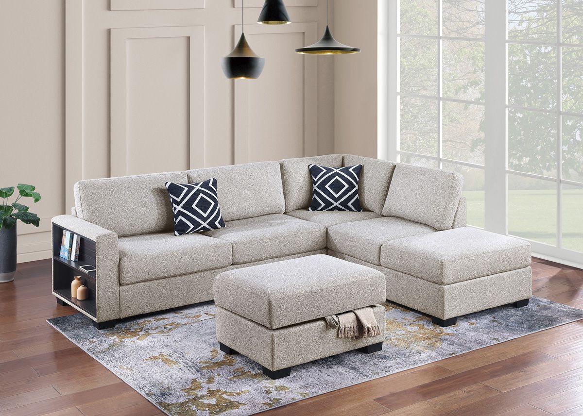 Eliana Beige Boucle Reversible Sectional