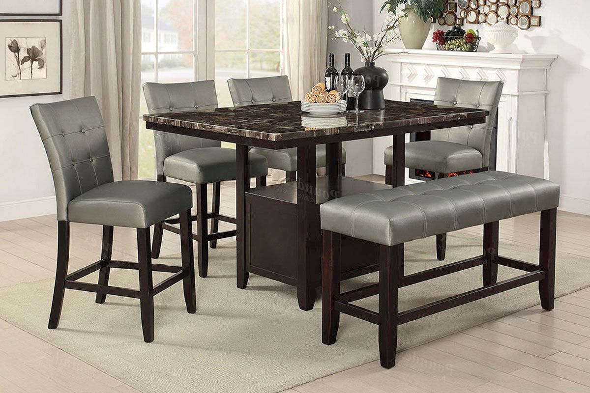 Elivia Counter Height Table With Silver Chairs