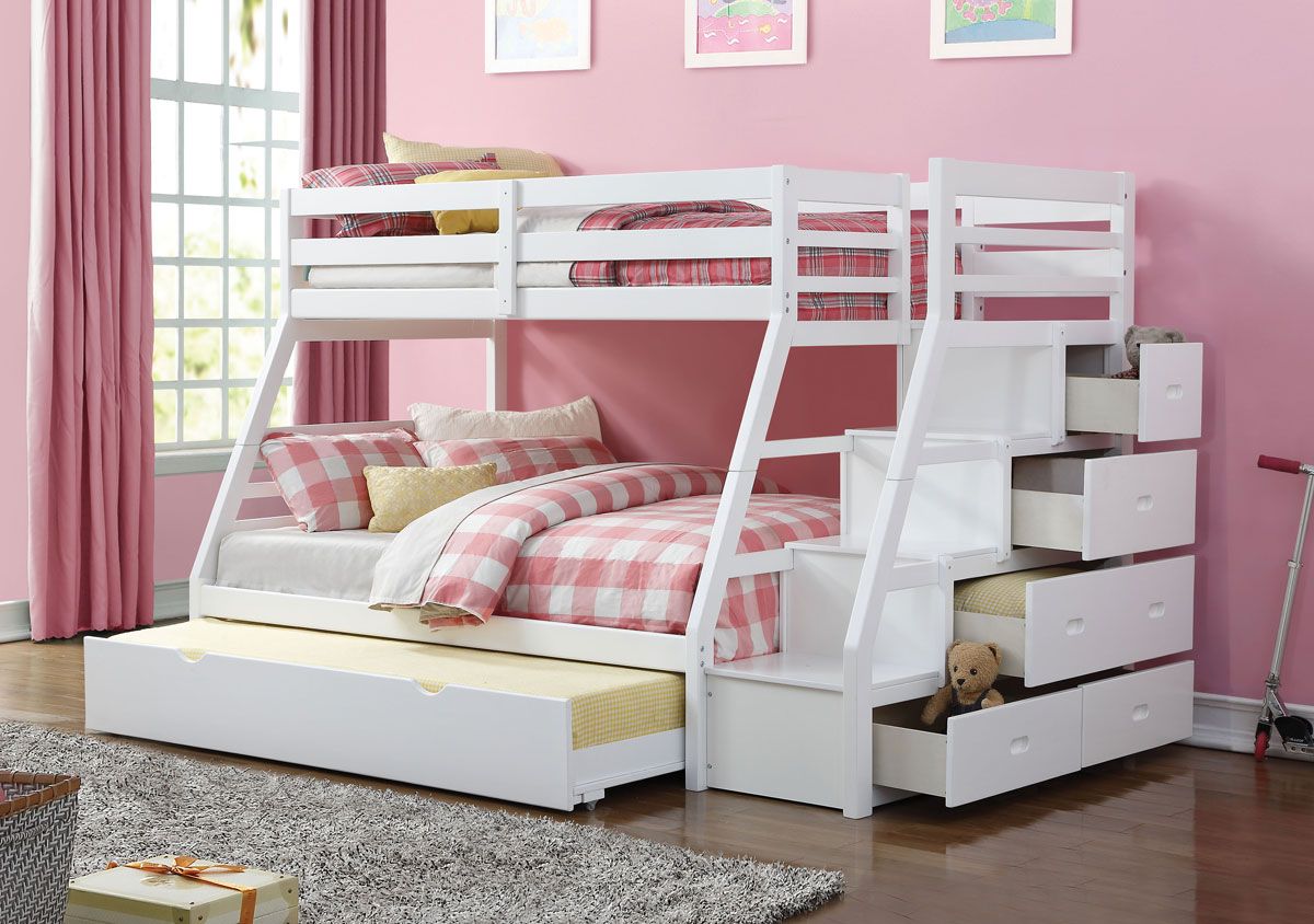 Elling White Bunkbed With Storage Stairs