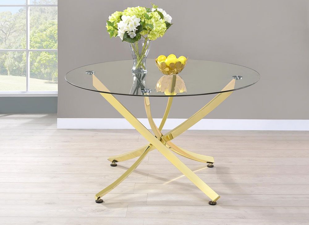 Elmore Gold Finish Dining Table