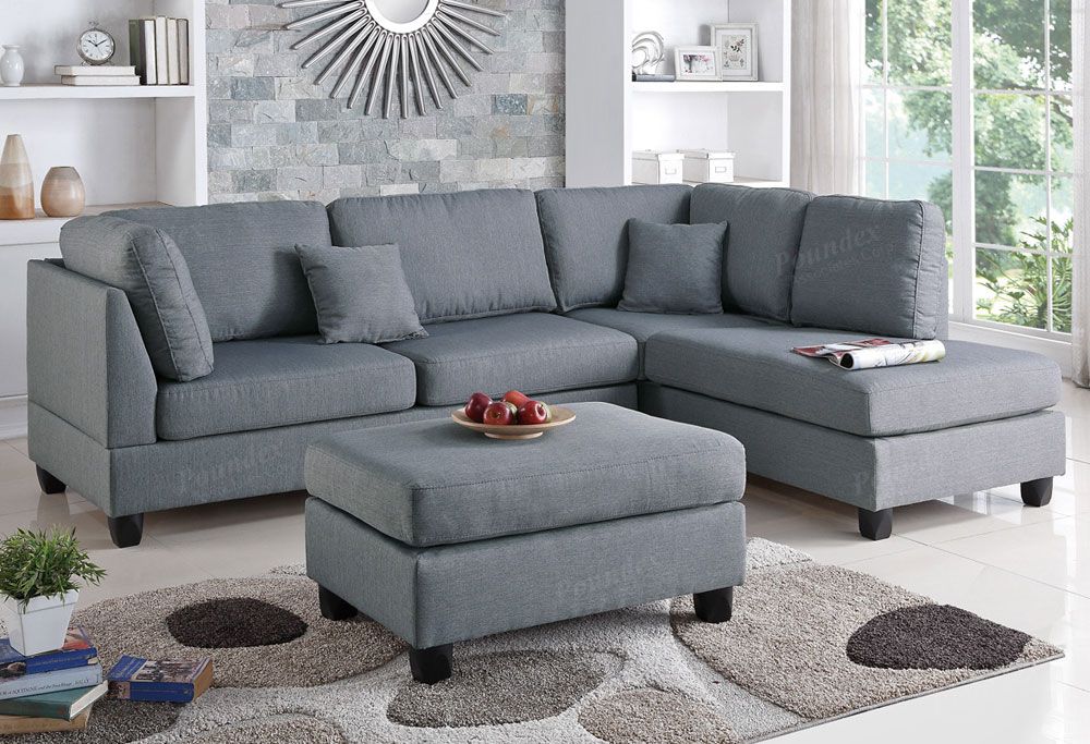 Emilia Grey Linen Sectional Opposite Side