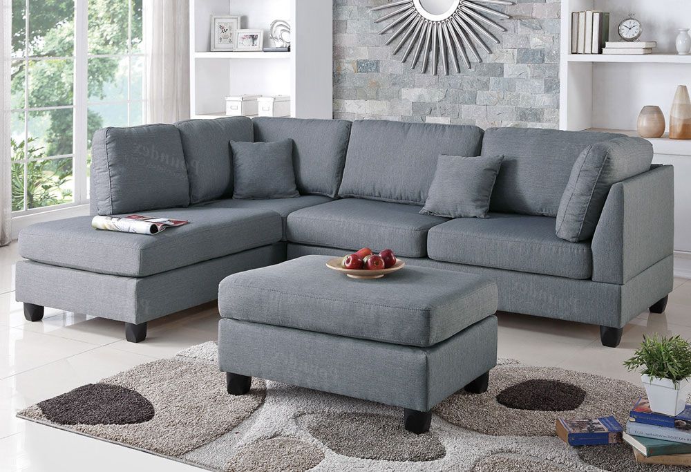 Emilia Grey Linen Sectional Sofa Set
