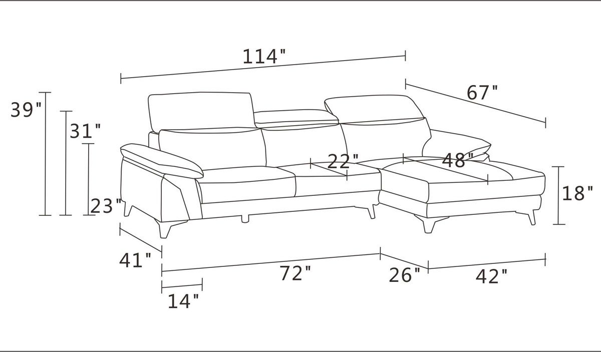 Emiliano Sectional Dimentions,Emiliano White Leather Sectional,Emiliano White Italian Leather Sectional,Emiliano Sectional Back Side,Emiliano Sectional Chaise