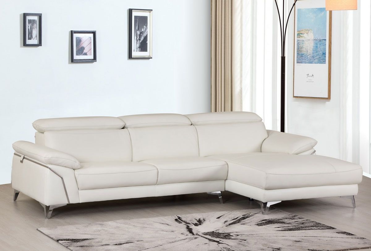 Emiliano White Italian Leather Sectional