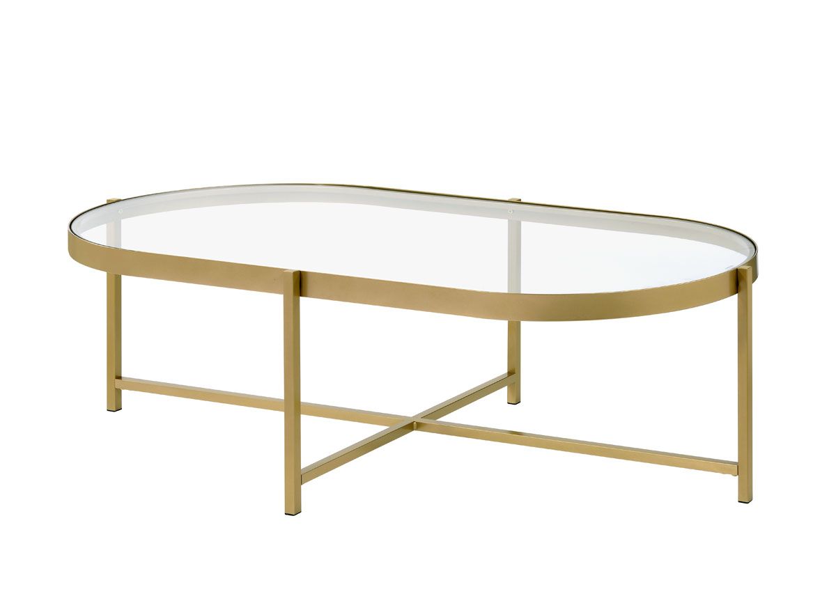 Emony Gold Finish Glass Top Coffee Table