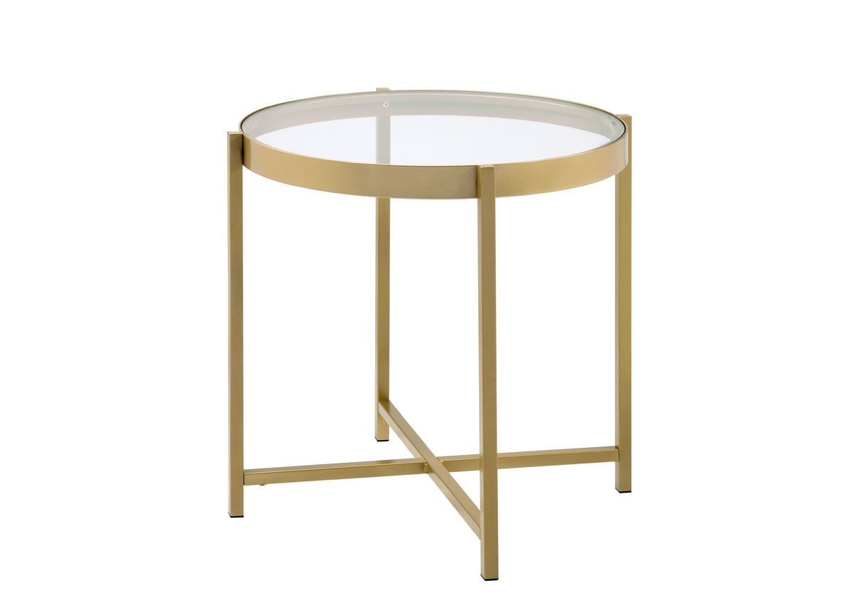 Emony Gold Finish Glass Top End Table