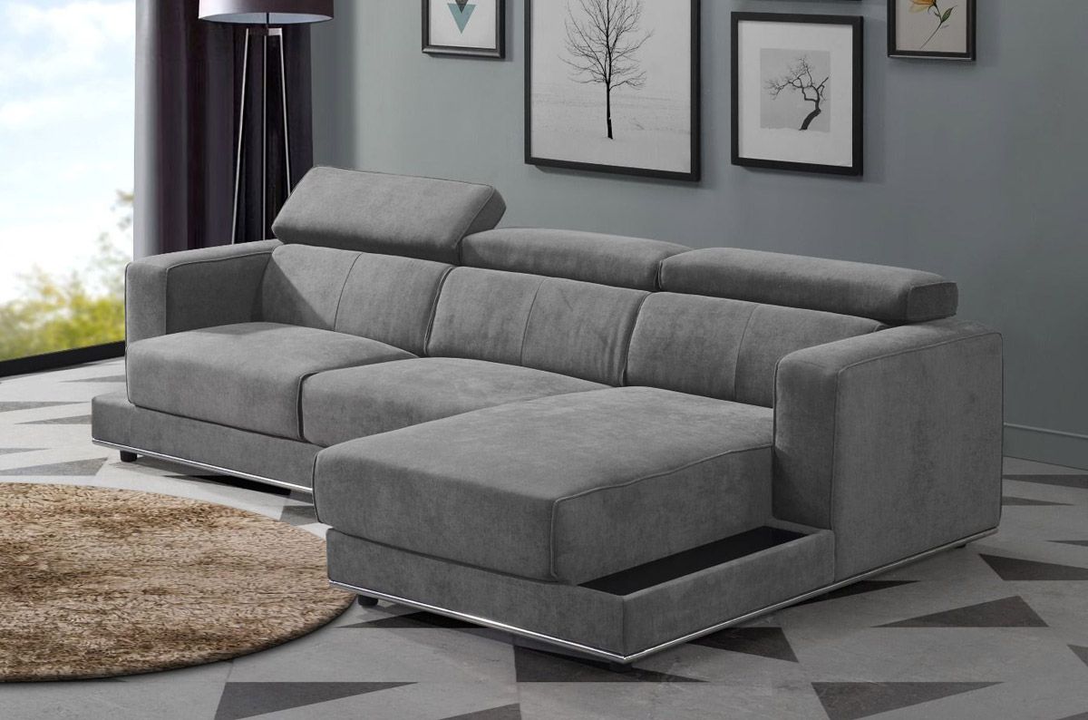 Empress Grey Fabric Modern Sectional