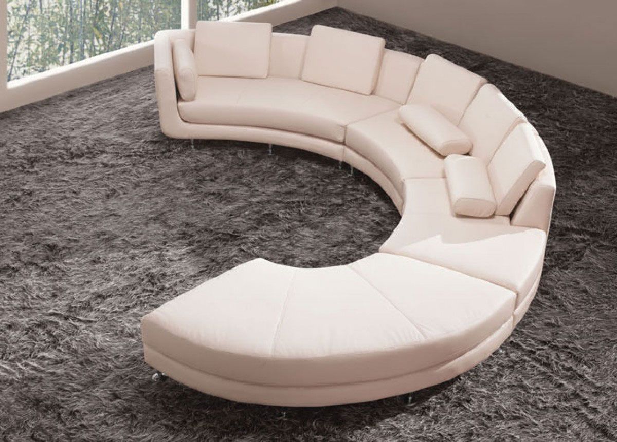 Encore Beige Leather Circular Sectional