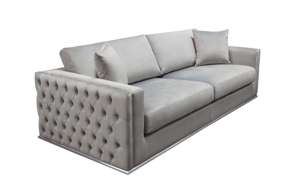 Nabila Platinum Grey Velvet Sofa