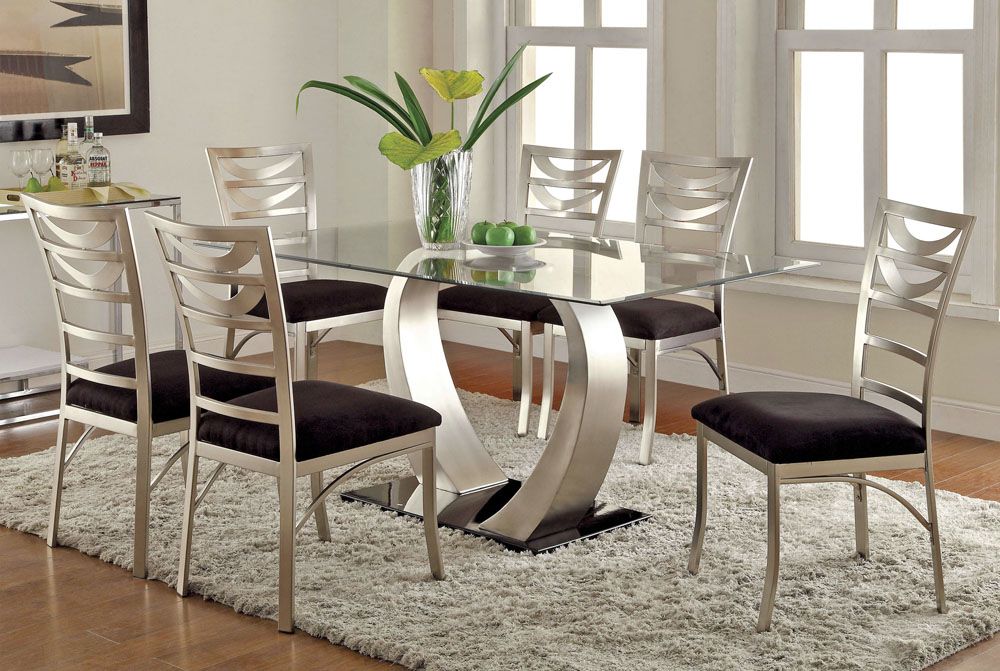 Eris Modern Glass Top Table Set