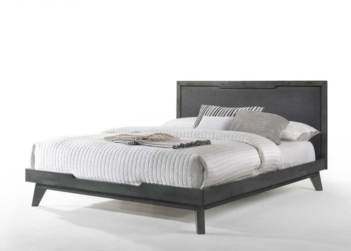 Erminio Mid-Century Modern Bed Rustic Grey Finish