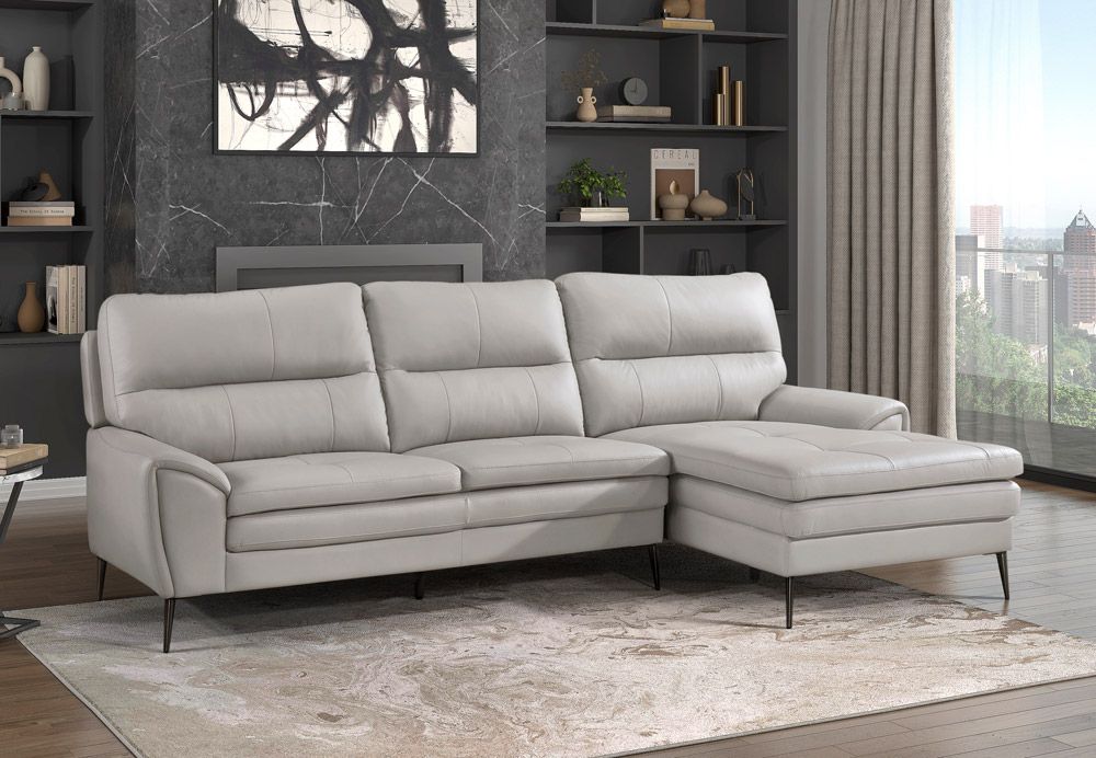 Essex Grey Top Grain Leather Sectional