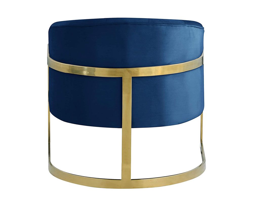 Estevao Navy Velvet Accent Chair Back