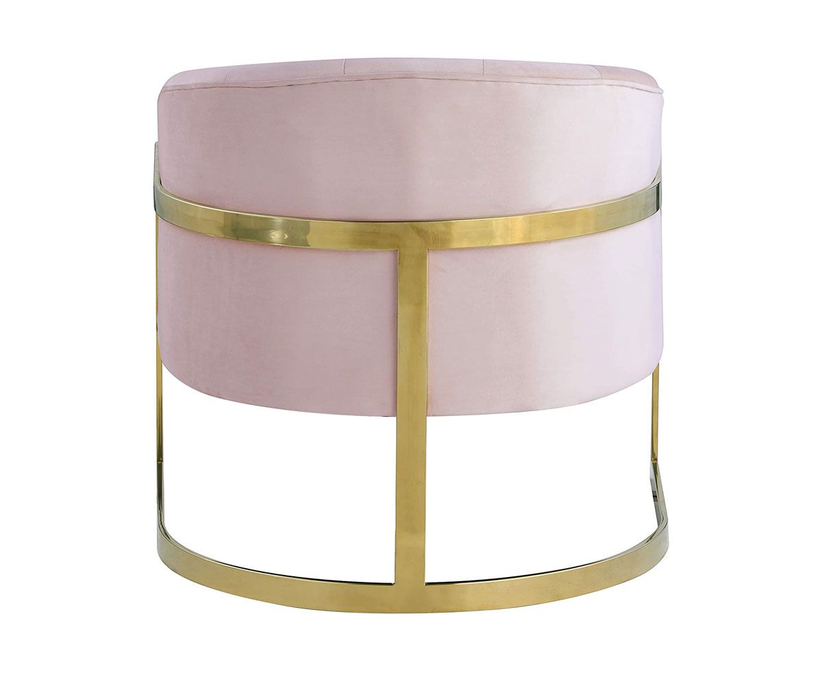 Estevao Light Pink Velvet Accent Chair Back