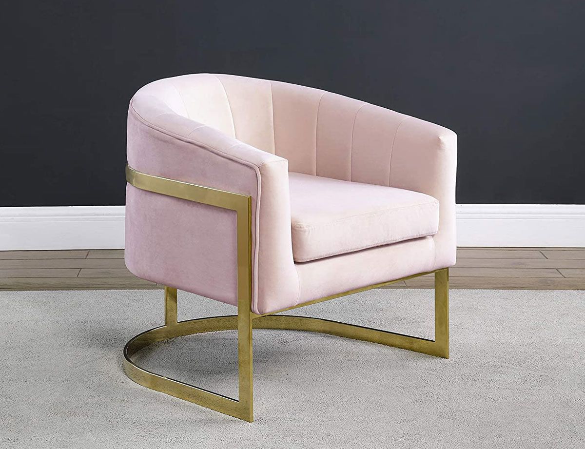 Estevao Light Pink Velvet Accent Chair
