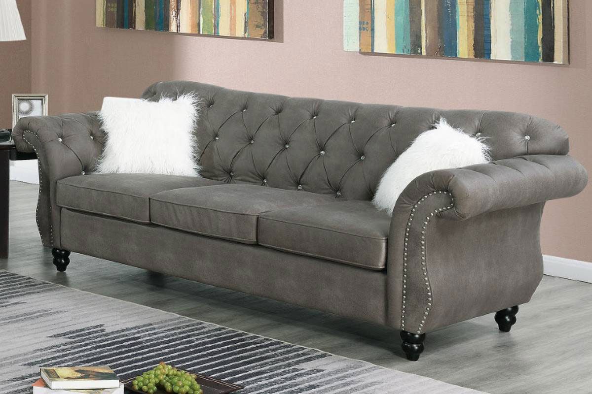 Esther Grey Nubuck Chesterfield Sofa