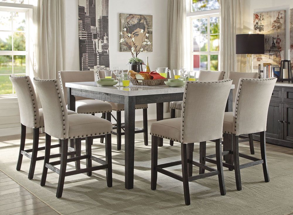 Evas Counter Height Table Set Salvaged Finish